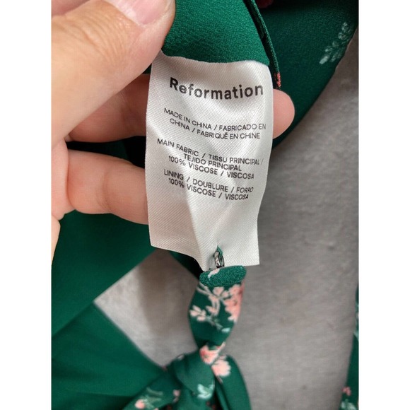 Reformation Shirt Sz 12 Raye Emilia Green Floral Long Sleeve Open Back Crop - Picture 11 of 14